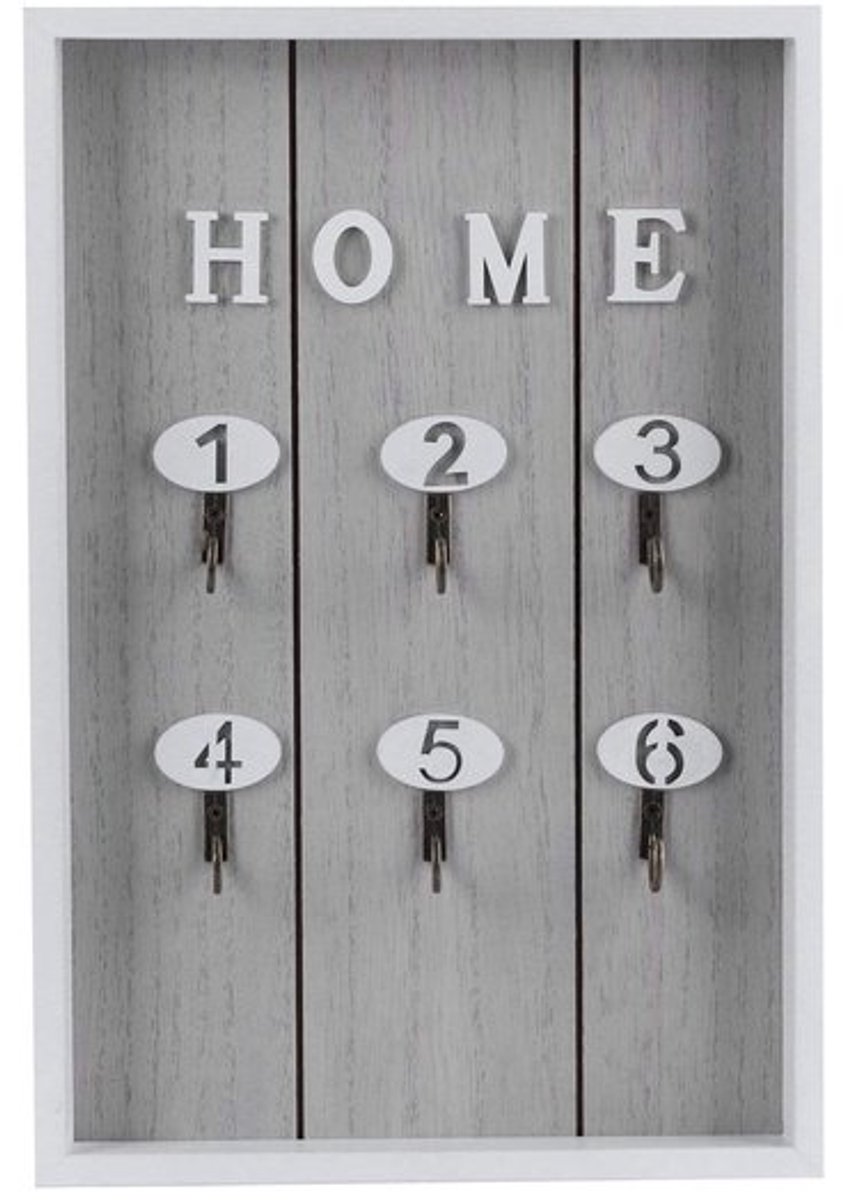 Sleutelplank Houten Sleutelhouder - Decoratieve Wandplank - 6 Haken - Duurzaam Hout - 20 x 30 cm - Modern Design
