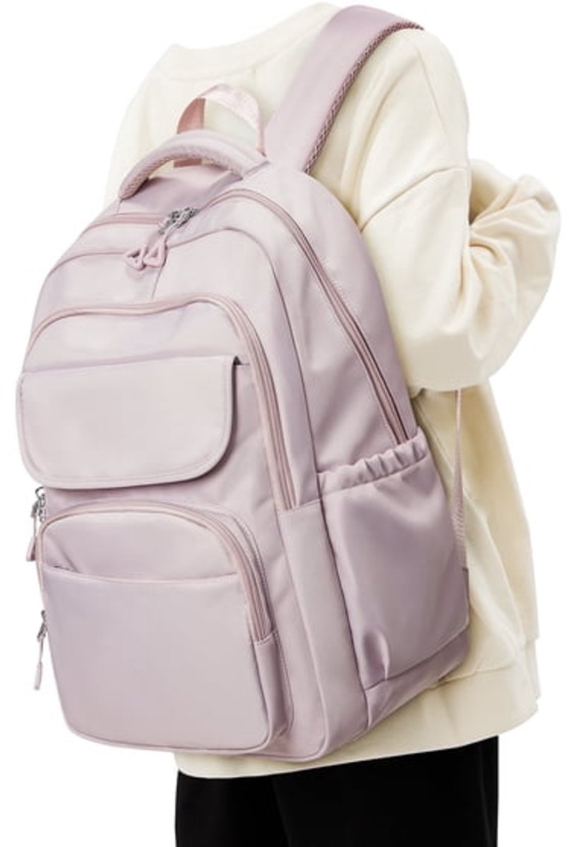 Leuke unisex rugzak, waterdichte rugzak voor de middelbare school, eenvoudige rugzak voor studenten, laptoprugzak voor op reis, lichtgewicht casual rugzak voor dagelijks gebruik, rugzak voor de onderbouw van de middelbare school, paars.