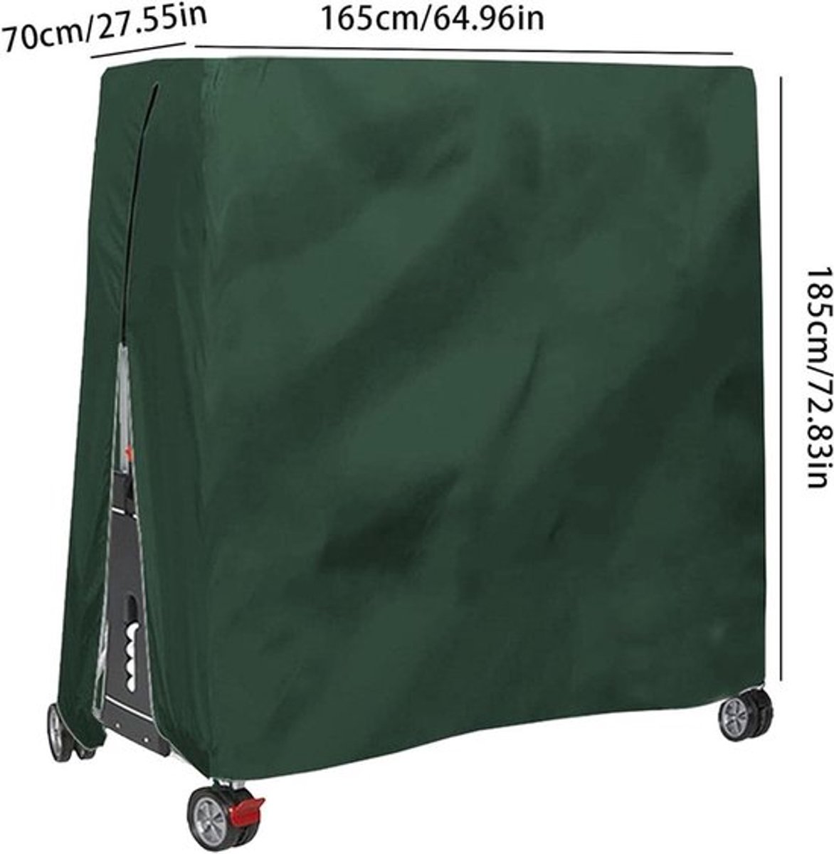 Waterdichte en stofbestendige hoes voor pingpongtafels voor buiten, afmetingen 165x70x185 cm, geschikt voor gebruik in huis en tuin als milieuvriendelijke meubelbescherming.