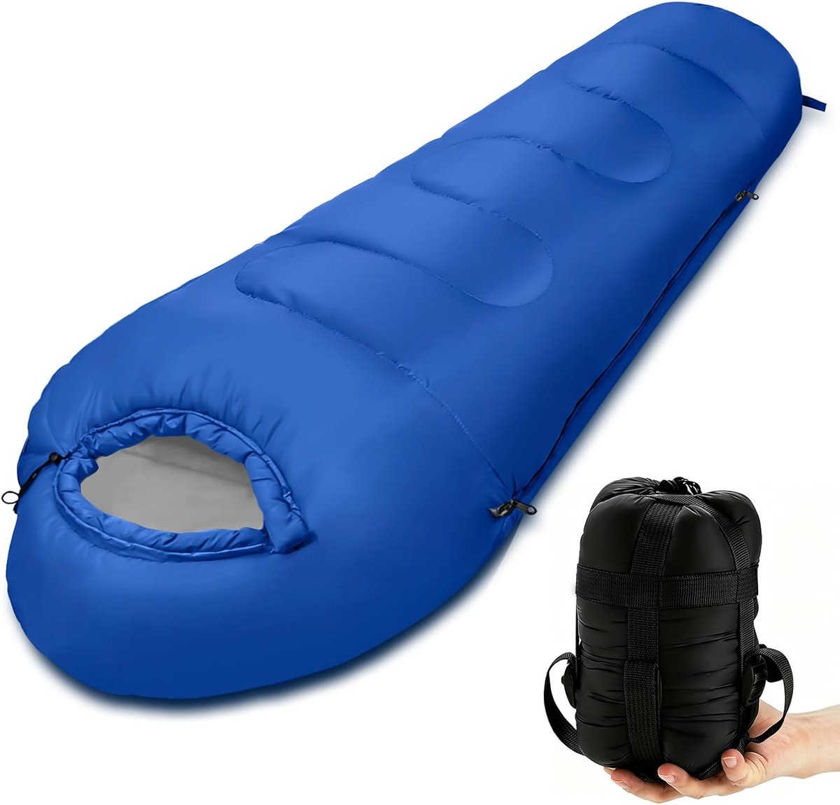 SnelShoppen - Luxe Mummy Slaapzak Volwassenen Zomer Lichtgewicht 100 g/m² 3 Seizoenen Compact voor Camping Hiking Backpacking 220 x 80 x 50 cm