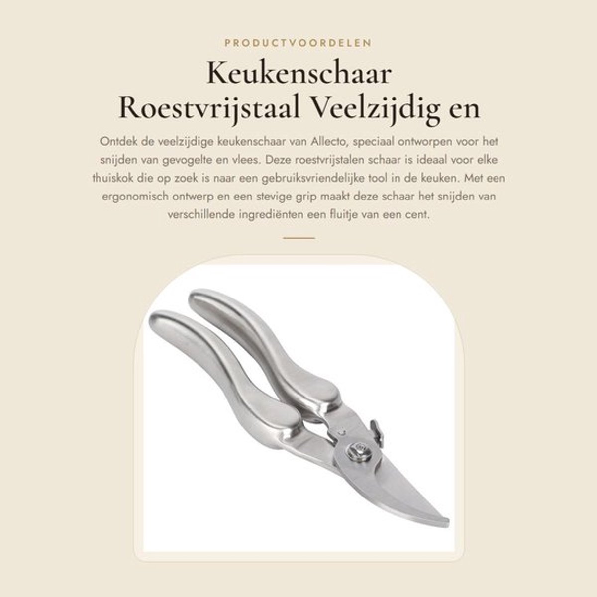 Keukenschaar Roestvrij staal - Vleesschaar - Snijden - Antislip handgrepen - Lichtgewicht - Huishoudschaar - Schaar