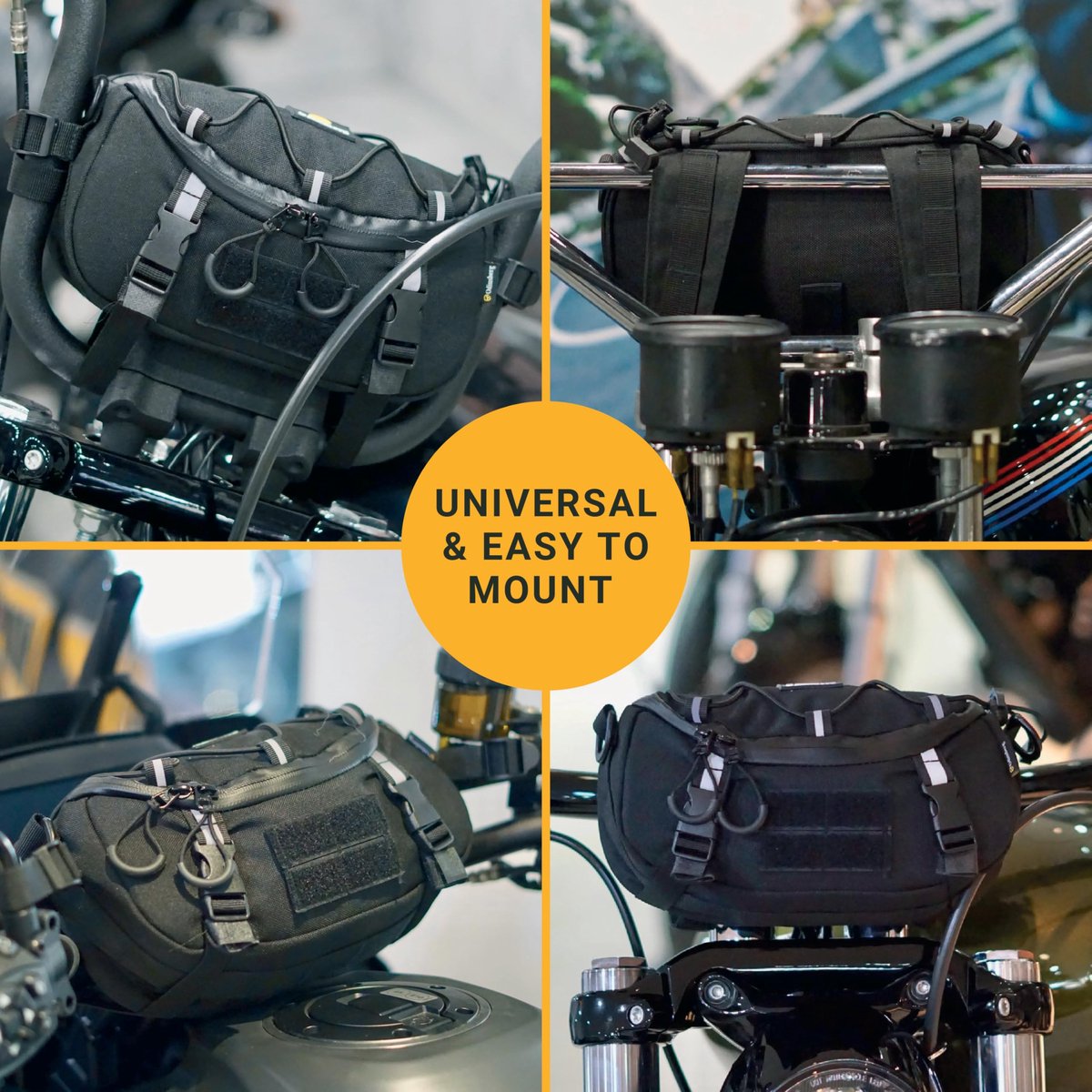 SnelShoppen - Multifunctionele Stuurtas voor Fiets en Motorfiets, 3 Liter Waterbestendig, Compatibel met Meeste Stuurtypen, Zwart voor Fietstochten en