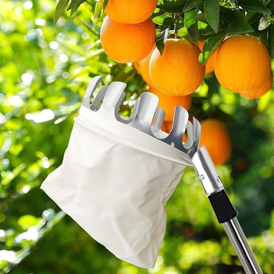 Fruitplukker - 2,8 meter - met katoenen zak - telescopisch - verstelbaar - geschikt voor moeilijk bereikbare plaatsen - groen — afbeelding 5