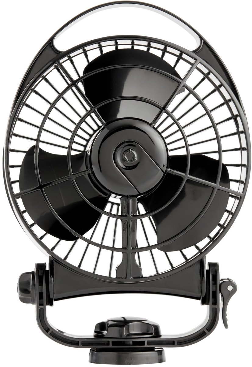 SnelShoppen - Bora II Cabineventilator 12/24 V, Compacte 3-traps DC-ventilator voor Boot en Camper, Stil en Energiezuinig, Touch-bediening, Zwart