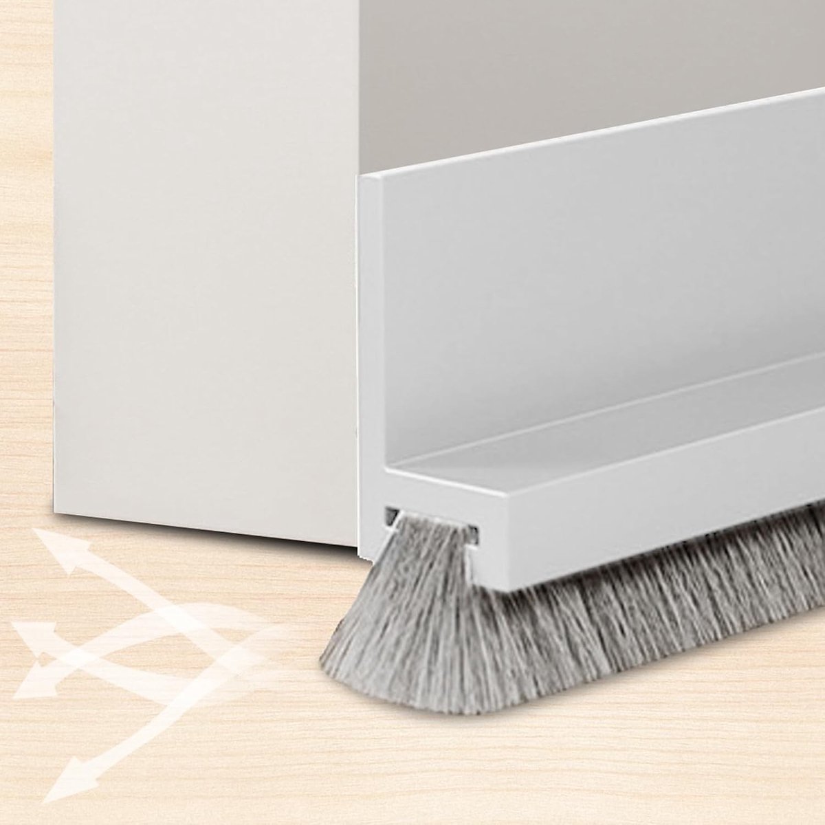 Dichtband voor Deuren, 100 cm, Zelfklevend, Borstelafdichting, Tochtstrip, Tochtwering, Energiezuinig, Geluidsisolatie, Wit