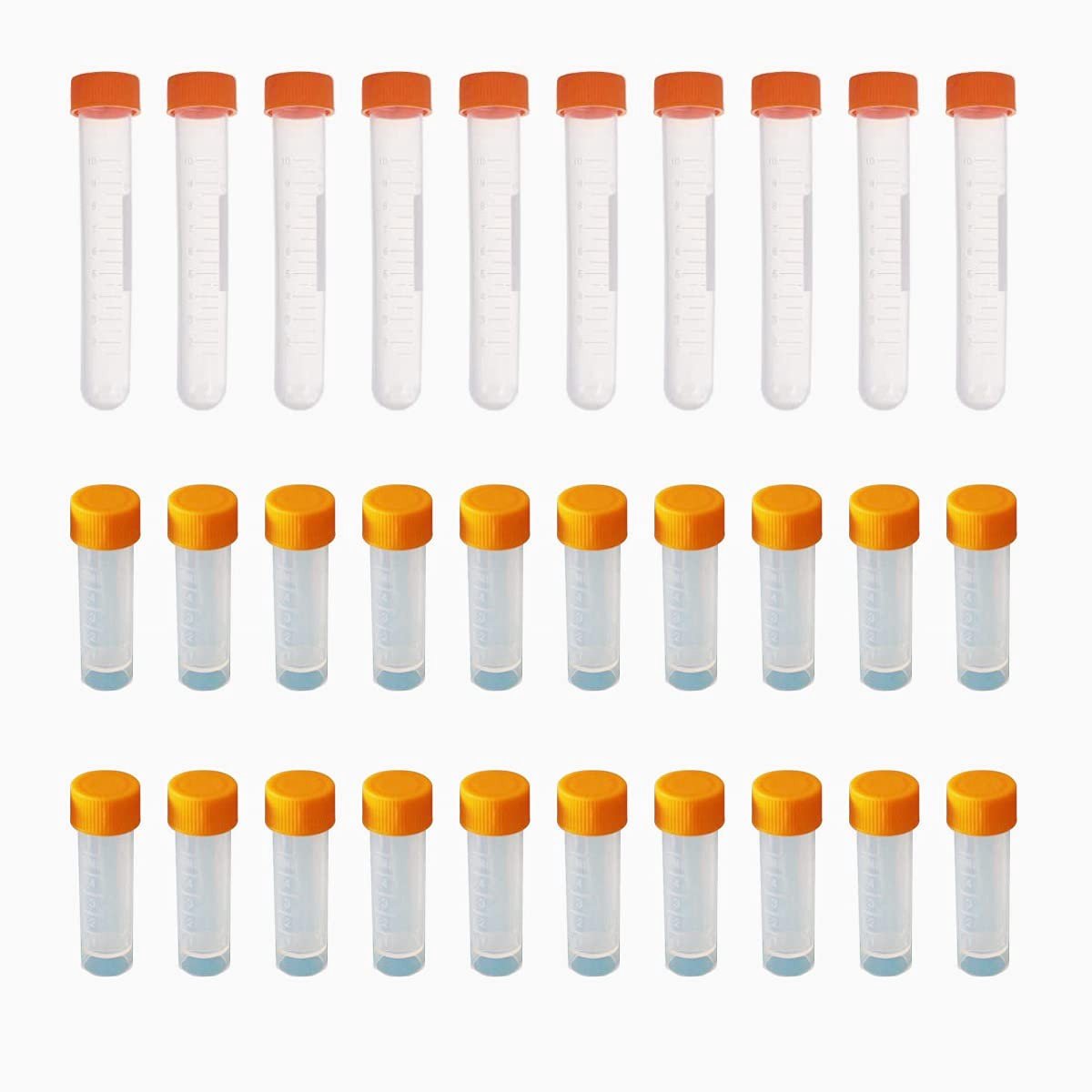 30 Stuks Monsterbuizen 5ml en 10ml met Deksel en Gegradueerde Markeringen, Plastic Cryobuizen voor Laboratoriumgebruik