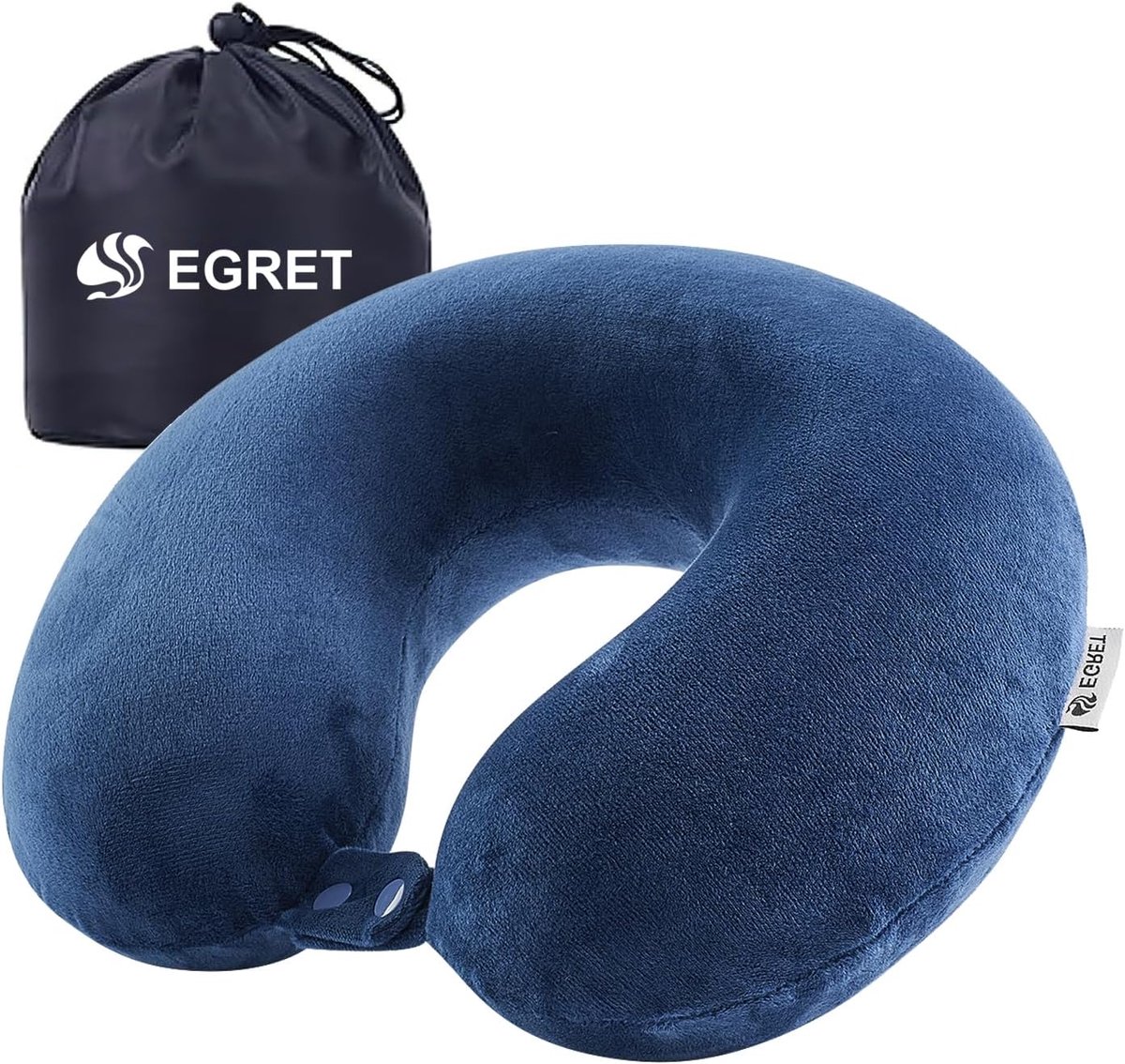 SnelShoppen - EGRET Memory Foam Nekkussen - Ergonomische Ondersteuning Hoofd Nek Kin - Super Licht Reiskussen Vliegtuig Auto Kantoor - Met Opbergtas M