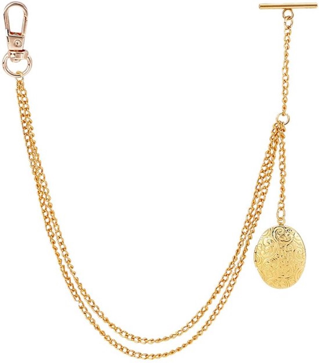 Zakhorlogeketting 24 cm Goud - Horlogeketting - Zakketting - Kostuumvest - Vaderdag Hanger 3,5 cm - Voor Mannen