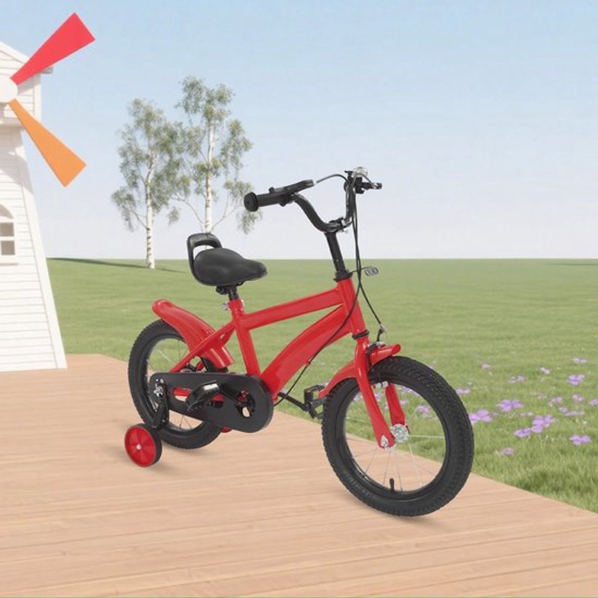 14-inch kinderfiets met zijwieltjes, verstelbare zithoogte dubbele remmen kinderfiets kinderleerfiets voor jo