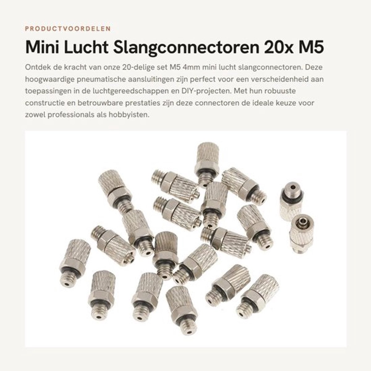 Lucht Slang Aansluiting 20 Stuks - M5 Verbinder - 4 mm Draad - Schokbestendig - Duurzaam - Hoge Drukbestendigheid - Pneumatische Connectoren