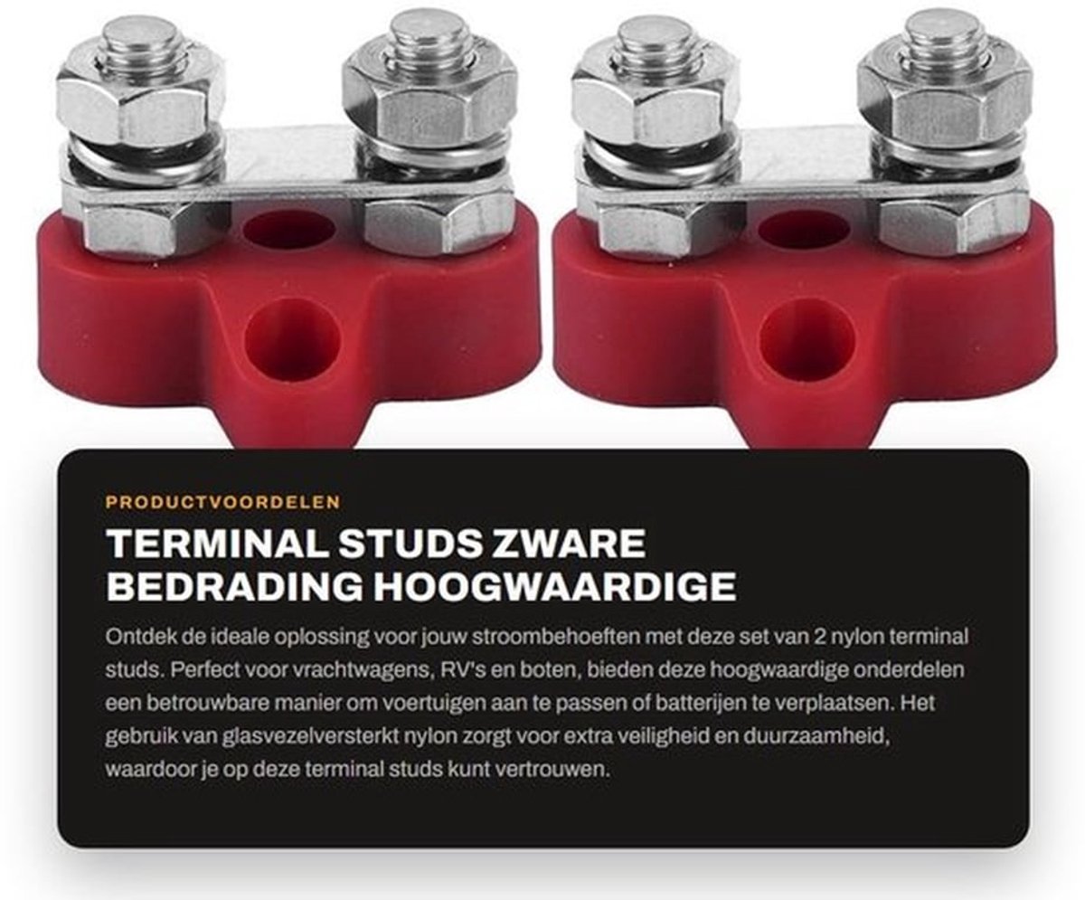 Terminal Studs - Zware Bedrading - Hoogwaardige Kwaliteit - 5/16 Inch - Praktisch Aansluitblok - Geschikt voor Vrachtwagens, RVs en Boten...