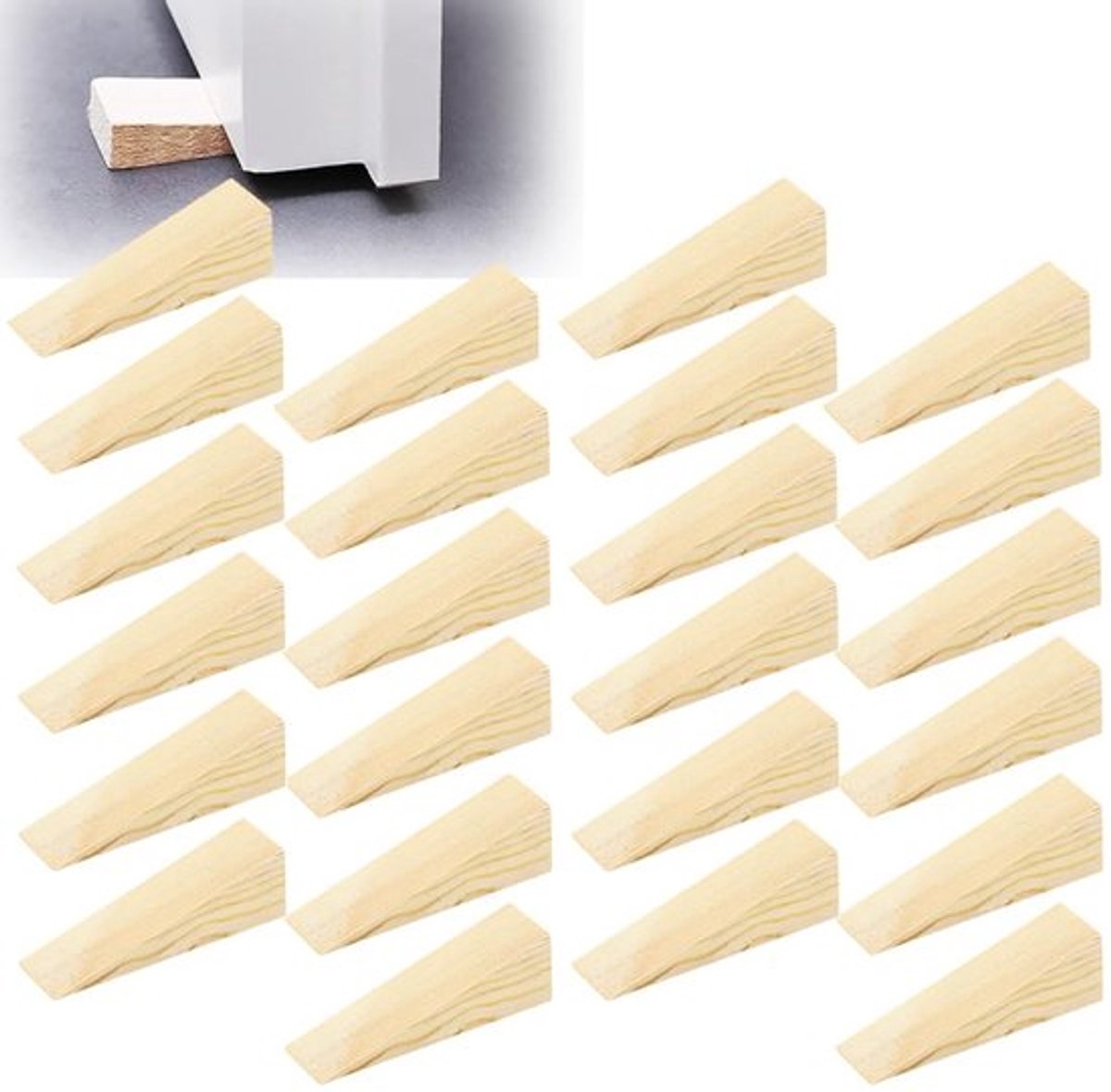 Wiggen 24 Stuks - Houten Deurstopper - Antislip - Duurzaam - Stabilisatie voor Meubels - Afmetingen 55 x 20 x 12 mm