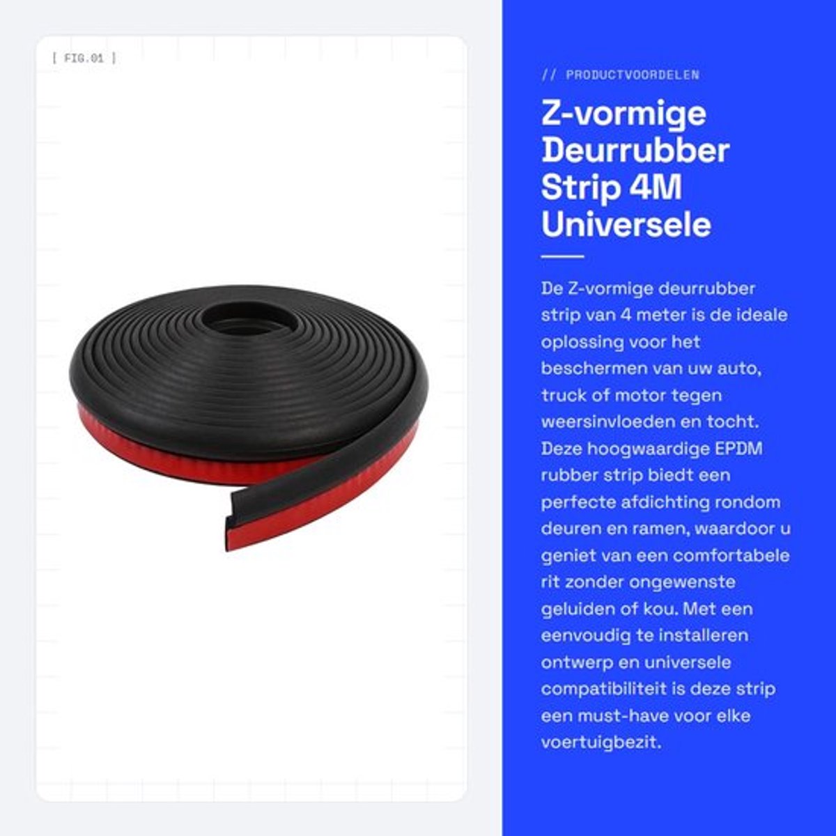 Deurrubber Z-vorm 4M - Universele Auto/Truck/Motor - EPDM Rubber - Waterdicht - Schokbestendig - Eenvoudige Installatie - Deurrubberstrip