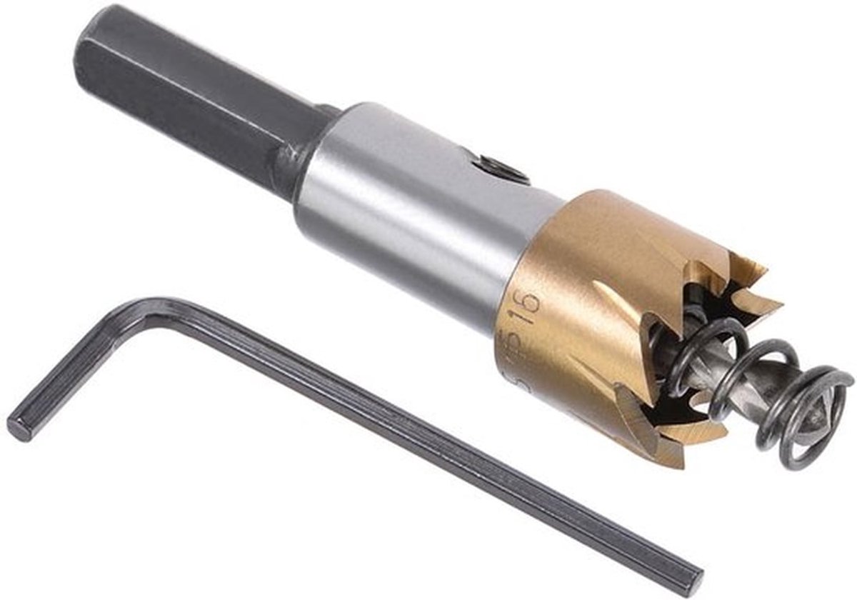 Gatenzaag 16 mm - Boor - Voor roestvrij staal en aluminium - Driehoekige schacht - Voor hout en kunststof - Precisie gatenfrezen - Ge...