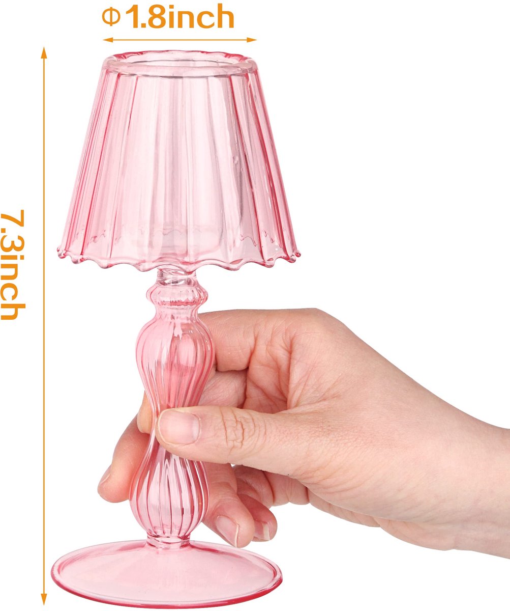 SnelShoppen - Roze Glazen Votief Kandelaars - Decoratieve Orkaan Kandelaar voor Tafel, Bruiloft, Diner, Feest, Kristal, 2 Stuks