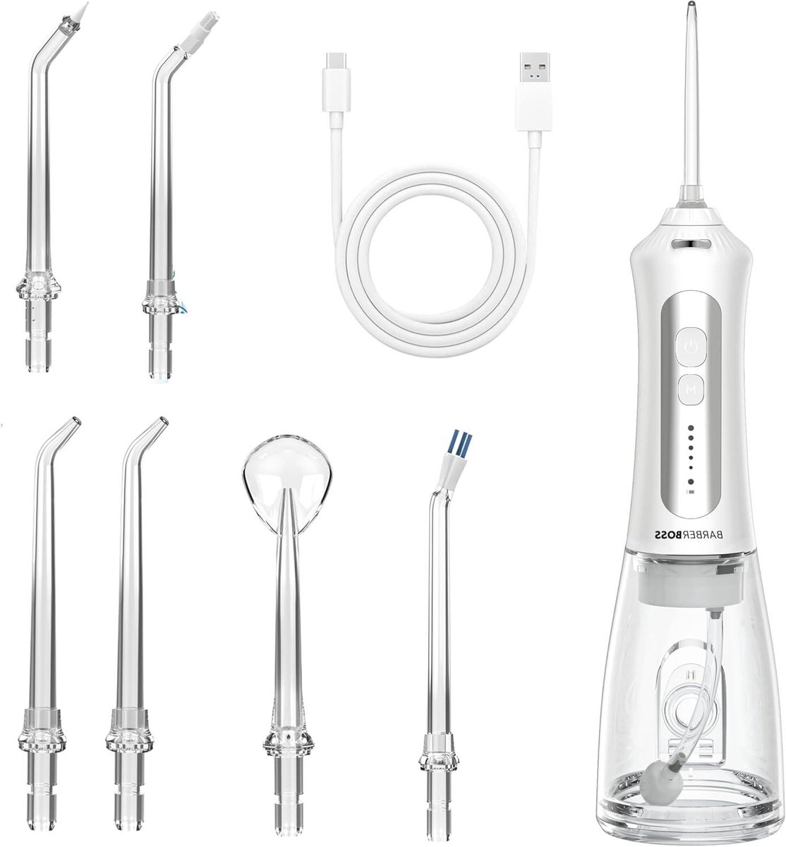 Elektrische Water Flosser - Monddouche Set - Mondhygiëne Verbeteren - Vijf Reinigingsmodi - 300 ml Tank - Wit