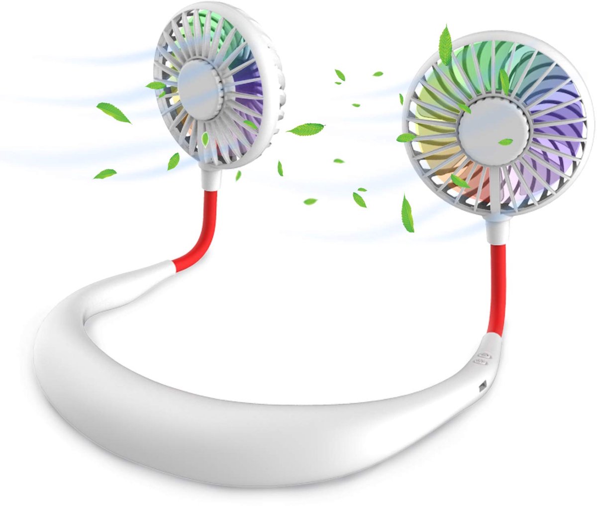SnelShoppen - Draagbare Mini-USB Ventilator voor om de Nek, Handsfree Oplaadbaar met Nekbeugel, Bureauventilator met 3 Snelheden en LED-Licht - Ideaal