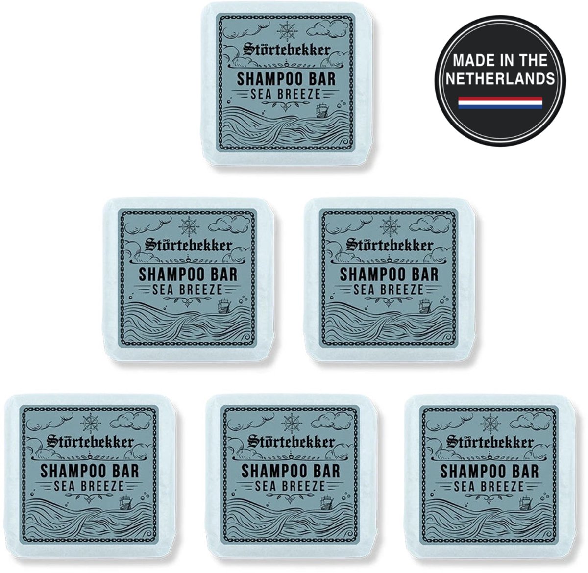 Störtebekker® Premium Shampoo Bar Sea Breeze - Vaste shampoo voor mannen en vrouwen - 3-in-1 douchezeep voor mannen voor haar, hoofdhuid en baard - Hydraterende shampoo - veganistisch, handgemaakt - 100 g Solid Shampoo Bar Sea Breeze