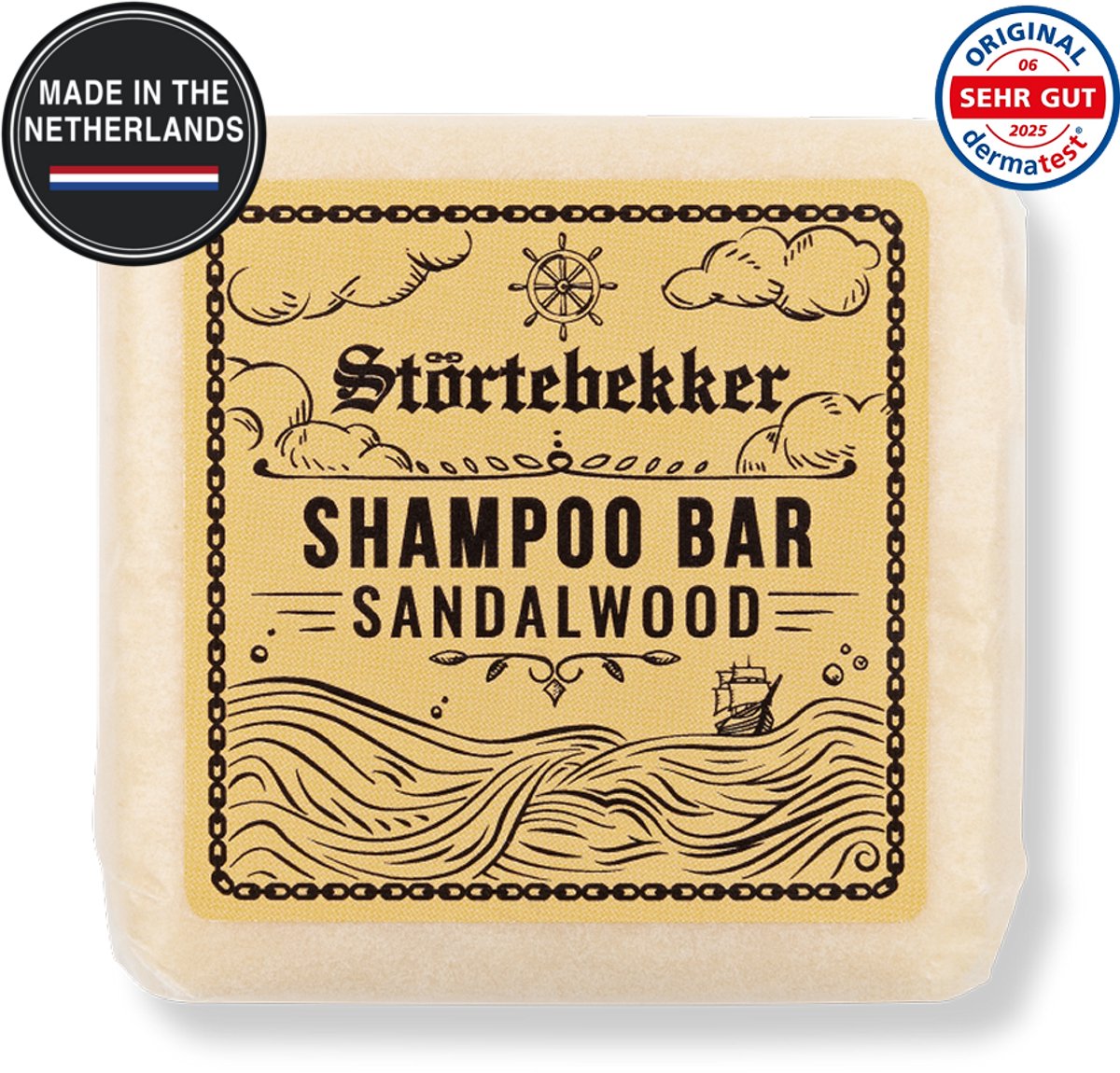 Störtebekker® Premium Shampoo Bar Sandelhout - Vaste shampoo voor mannen en vrouwen - 3-in-1 douchezeep voor mannen voor haar, hoofdhuid en baard - Hydraterende shampoo - veganistisch, handgemaakt - 100 g Solid Shampoo Bar Sandalwood