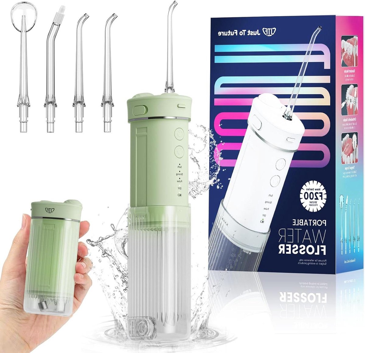 Mini Monddouche - Draagbare Waterflosser - Reizen Mondhygiëne - 4 Reinigingsmodi - 230 ml Tank - Groen