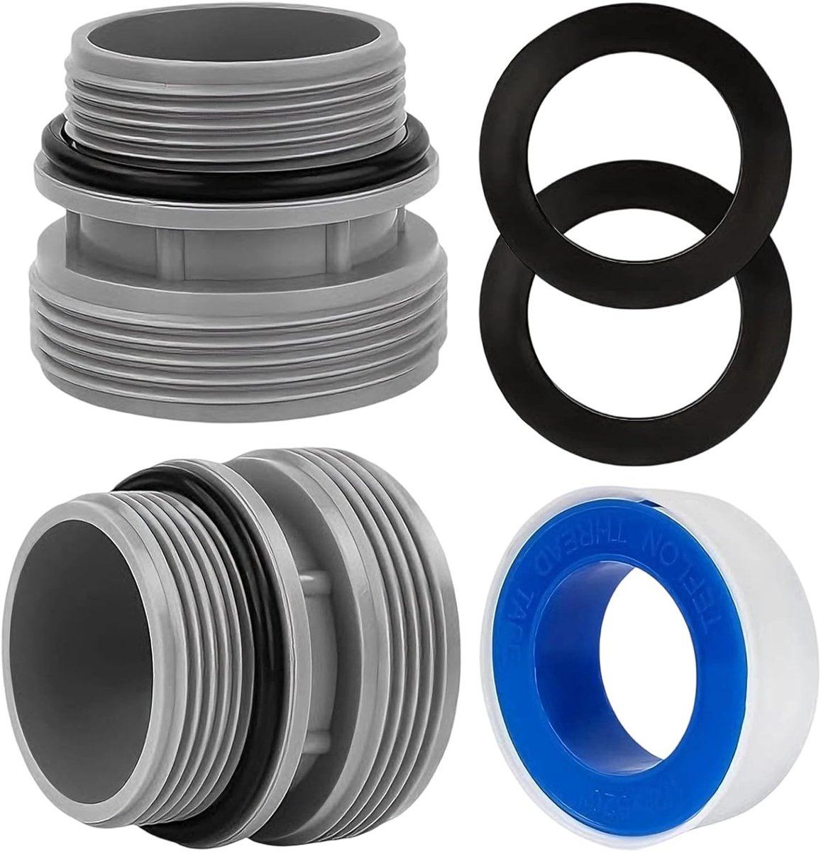 Zwembadslangadapterset voor zwembadpomp - 2 stuks met afdichting, geschikt voor 40 mm naar 1 1/2 inch slang, ideaal voor filterpompen en zwembadonderhoud