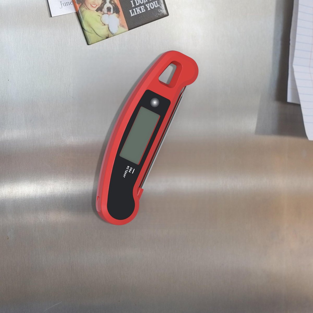 SnelShoppen - Ultrasnelle digitale vleesthermometer met 110 cm sonde, zelfdraaiend display, spatwaterdicht voor grillen, koken en barbecueën
