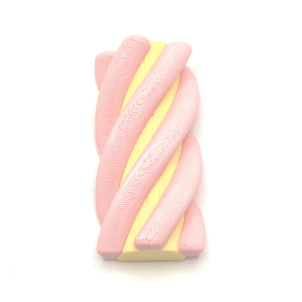 Hollandse Twist Spek Magneet (Roze / Geel) - Vrolijke 3D Geprinte Snoep Koelkastmagneet 6x3 cm - Uniek Nederlands Ontwerp