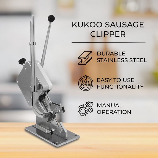 Stalen Worstklem - Handmatige Sausage Clipper - 2000 Aluminium Clips - Duurzaam Staal - 10 kg Gewicht - 590mm Hoogte - 185mm Breedte - 360mm Lengte van Merkloos — afbeelding 3