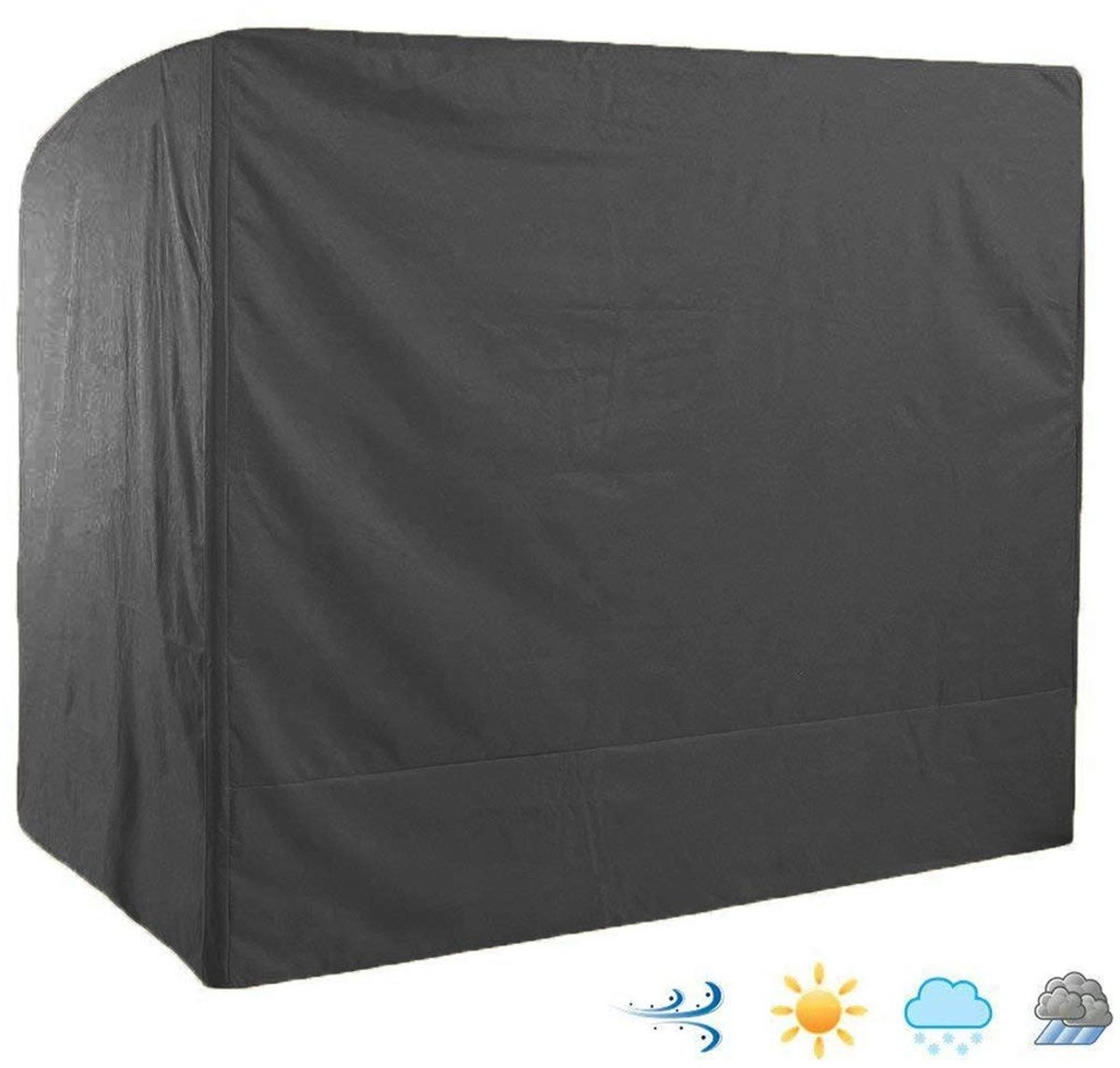 SnelShoppen - Schommelbank Tuin 3 Zits Waterdicht 220x125x175 cm Oxford Dekzeil Zwart - Perfect voor Buiten, Veranda, Balkon of Tuinfeest