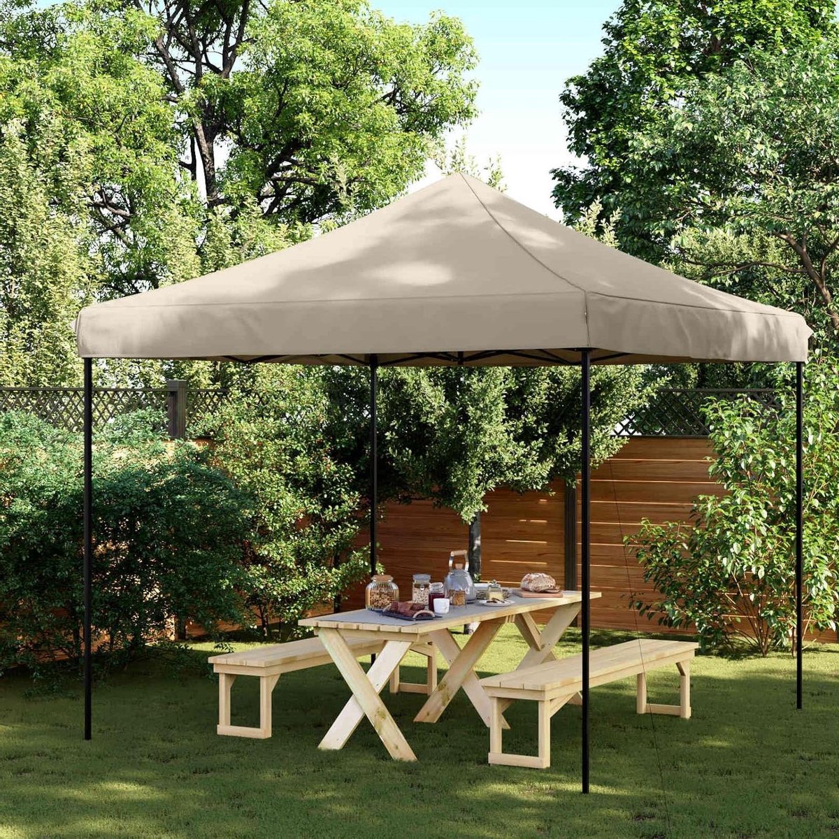 Partytent - Pop-up tent - Feestelijke bijeenkomsten - Snel op te zetten - 292 x 292 cm - Taupe