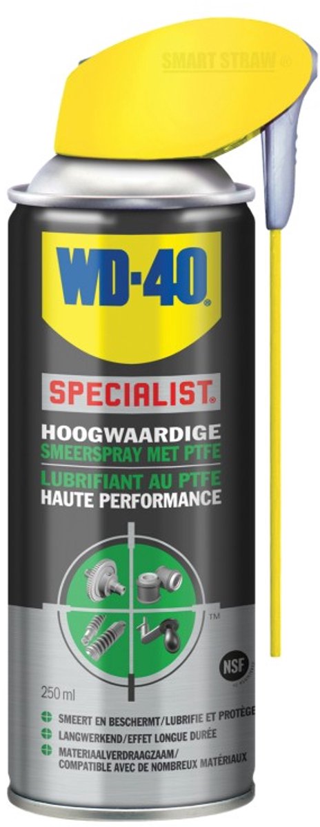 WD-40® Smeerspray - Met PTFE - Smart Straw - Bescherming tegen corrosie - Bestand tegen temperaturen -20°C en +100°C - 250ml van Merkloos — afbeelding 3