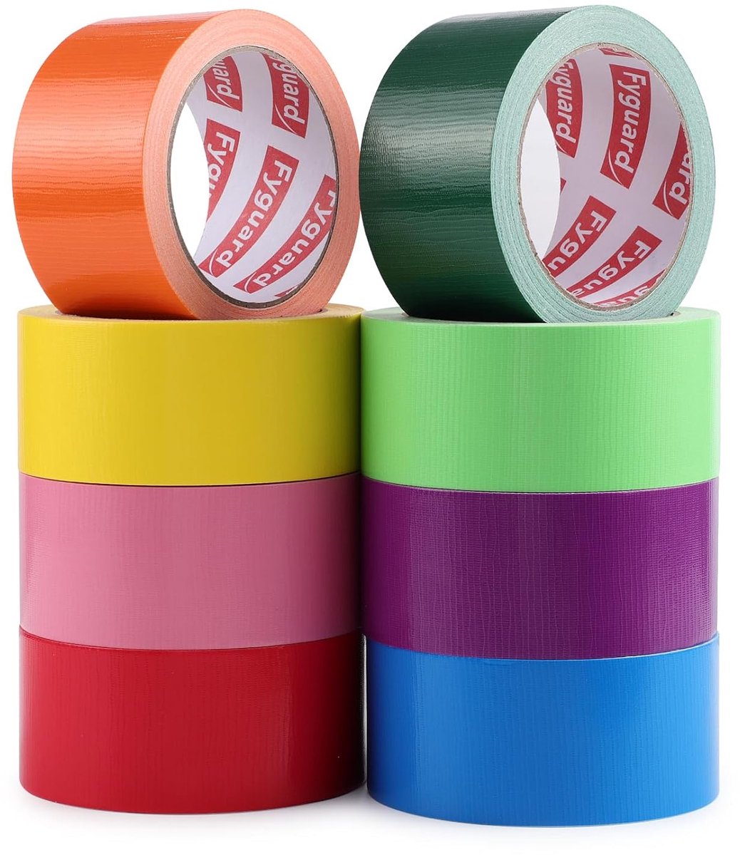 SnelShoppen - 8 Rollen Pantsertape Kleurrijk 48 mm x 15 m - Waterdicht Stoffen Plakband voor Thuis, School, Kleuterschool, Feest, Creatief Knutselen