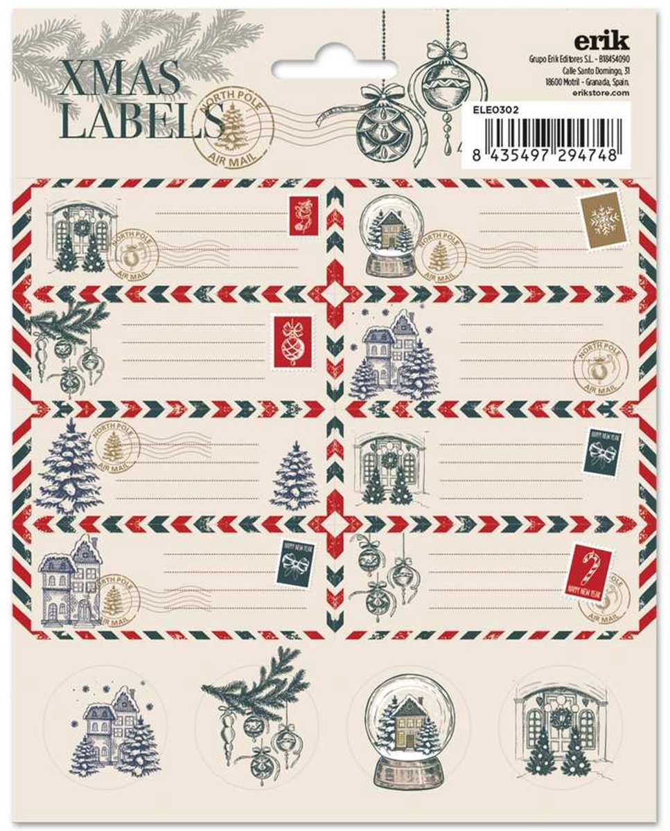 Grupo Erik - Season'S Greetings Christmas SelfAdhesive Labels Zelfklevende etiketten - Multicolours