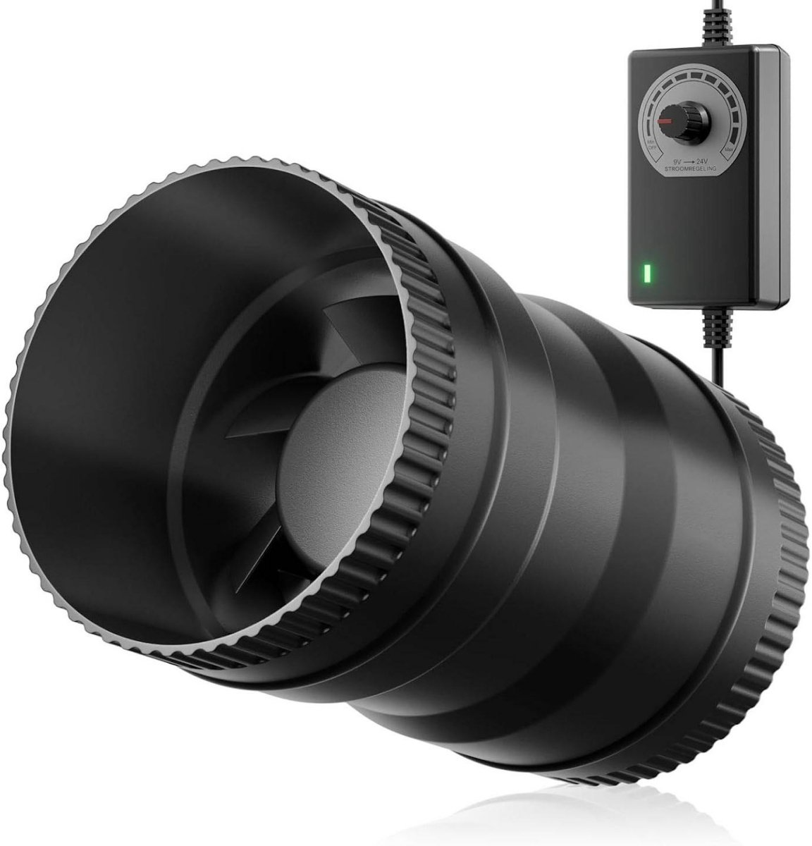 GELLDG 100 mm kanaalventilator – Luchtstroom 170 m³/u (regelbaar) – Snelheid 4500 tpm – Afzuigventilator met EU-stekker – Geschikt voor serres, kassen, kweektenten, garages en keukens – Zwart