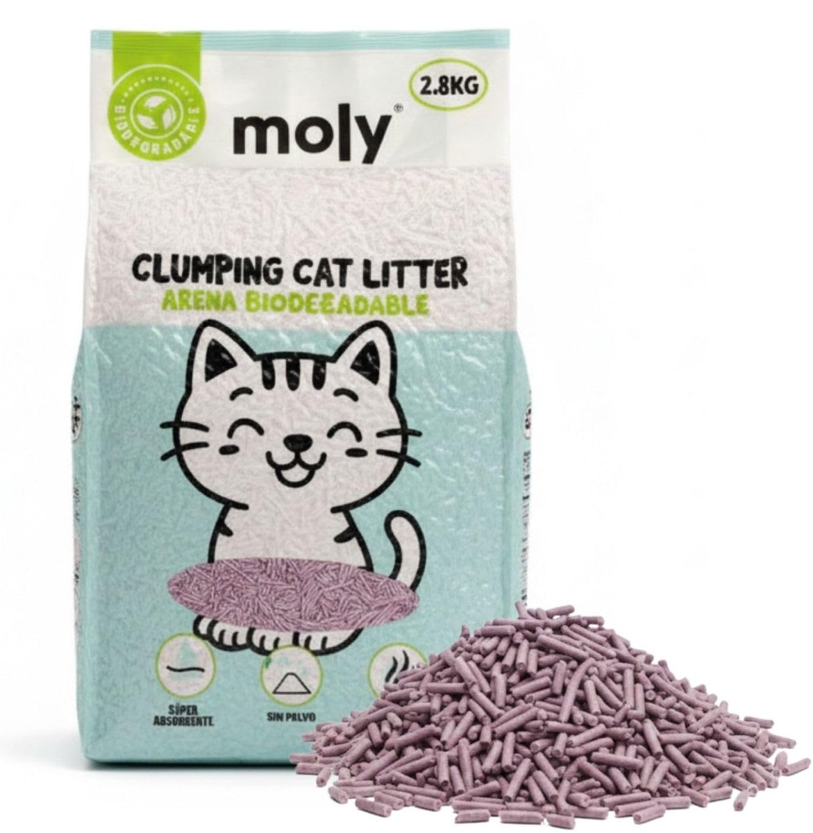 SnelShoppen - Ecologische kattenbakvulling maïs bamboe lavendelgeur 2,8 kg/6,8 l Tofu type biologisch afbreekbaar absorberend natuurlijk geurcontrole