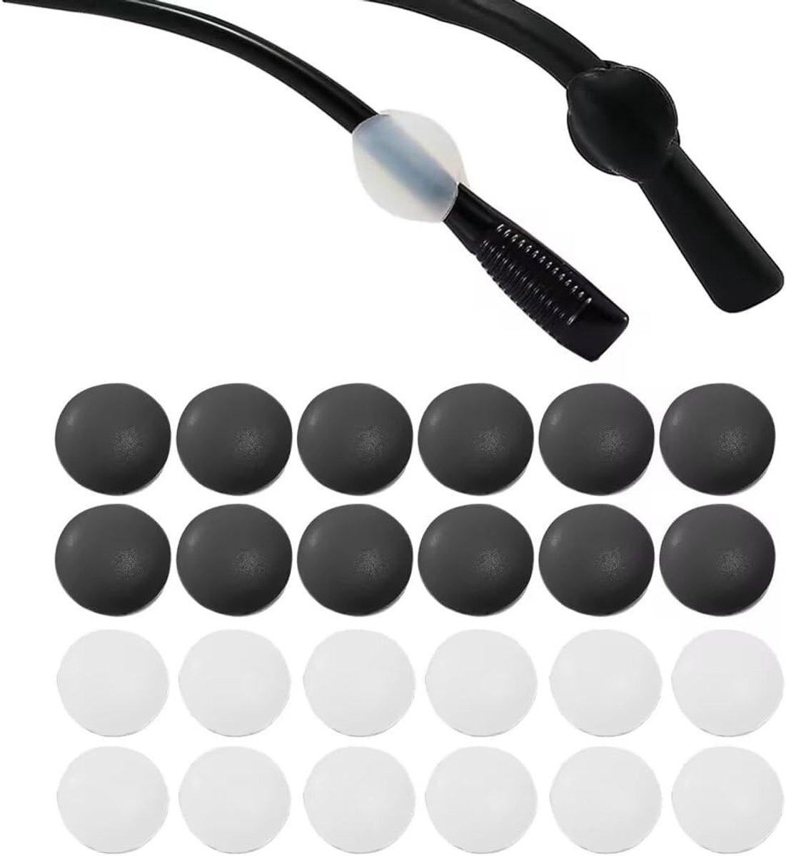 24 stuks antisliphulzen voor brillen in M-Bean-vorm, ultrazachte siliconen hoes, anti-slip accessoires voor optische brillen, zonnebrillen en leesbrillen