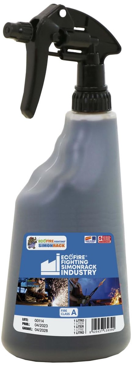 SnelShoppen - ECOFIRE Fighting Brandblusser ABCDK 1L - Ecologische Brandblusser voor Industrie en Thuisgebruik - Geschikt voor Vaste, Vloeibare en Gas