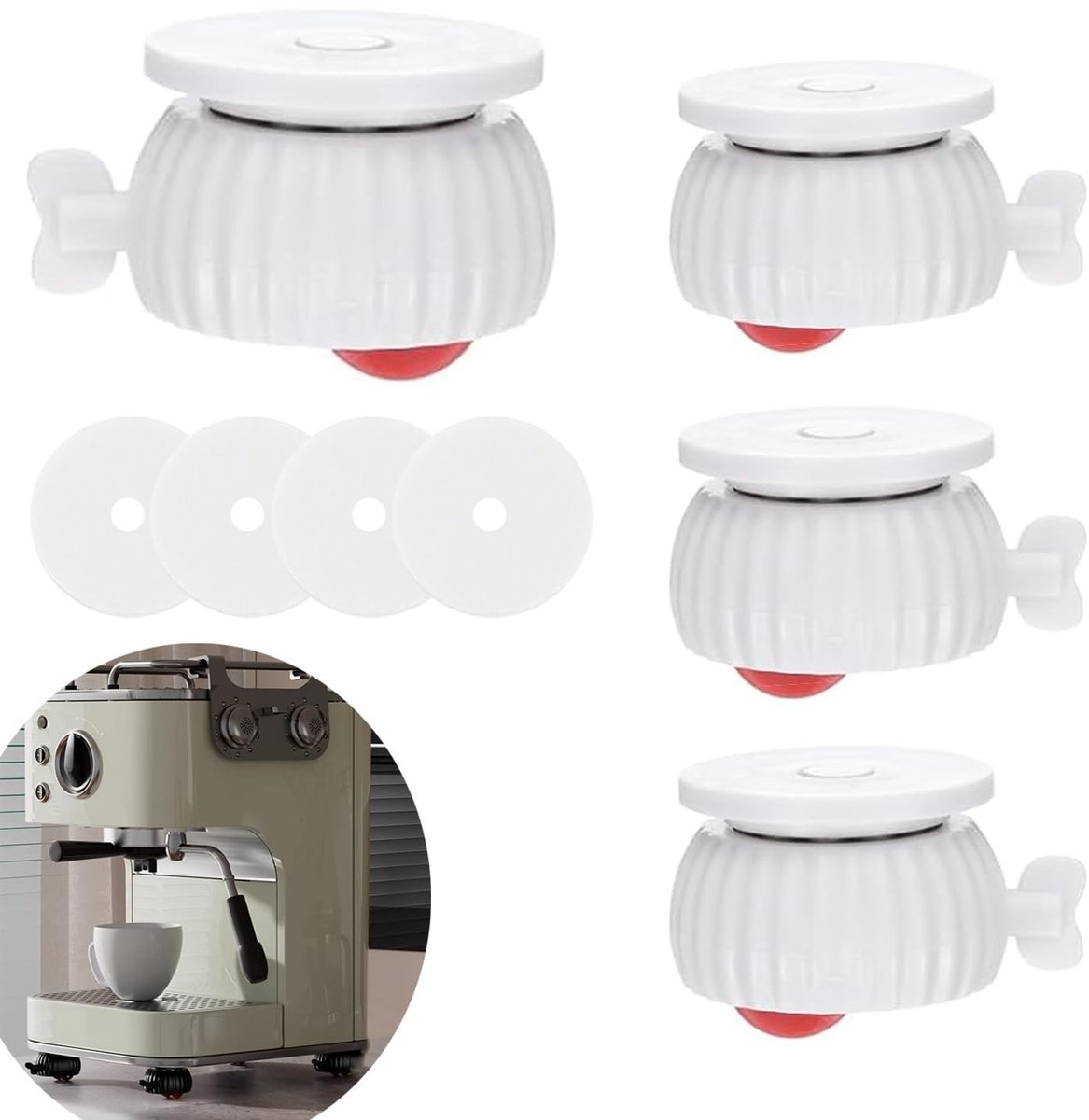 Set van 4 Zelfklevende Zwenkwielen, 360° Universele Rollen voor Keukenapparatuur, Mini Balrollen, Glijders met Rem voor DIY Kleine Meubels, Afvalbak en Opbergdozen
