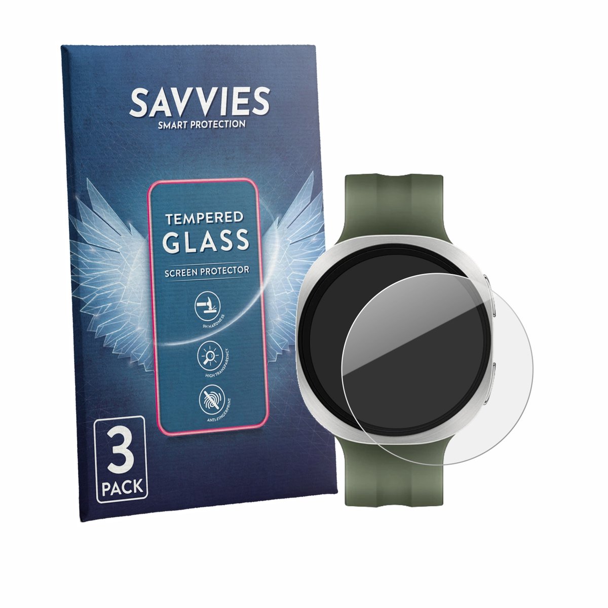 Savvies - Glas Screenprotector voor Samsung Galaxy Watch 9 (40 mm) - Gehard Beschermglas 9H 3 Stuks
