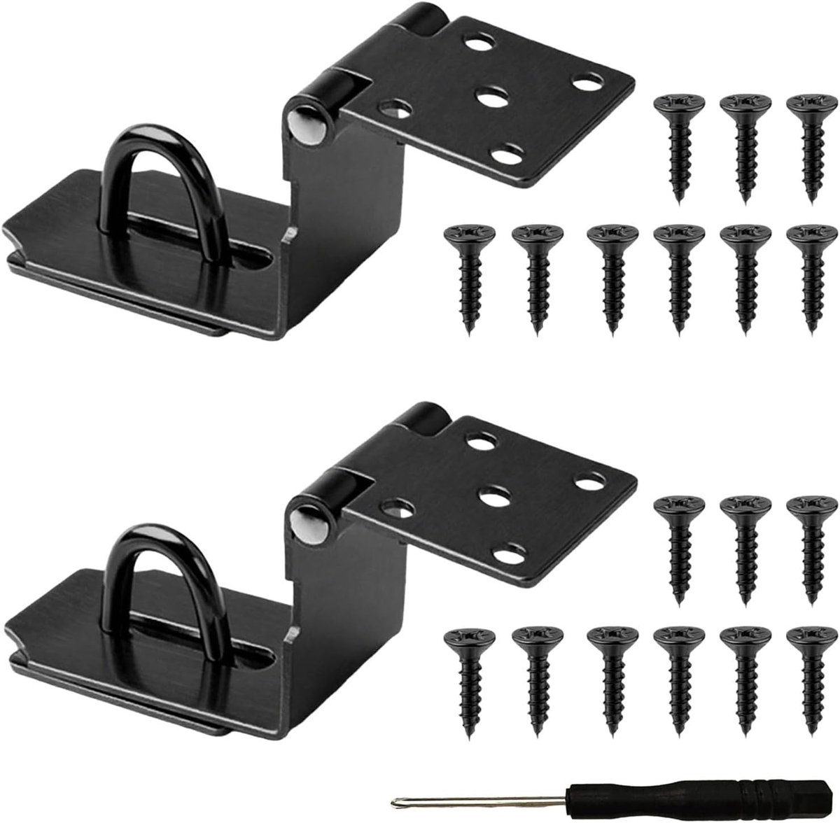 Set van 2 Stuks 90 Graden Zwarte Padlock Deursluiting, 10cm Beveiligingsslot van RVS voor Tuin, Houten Schuur en Opbergdozen