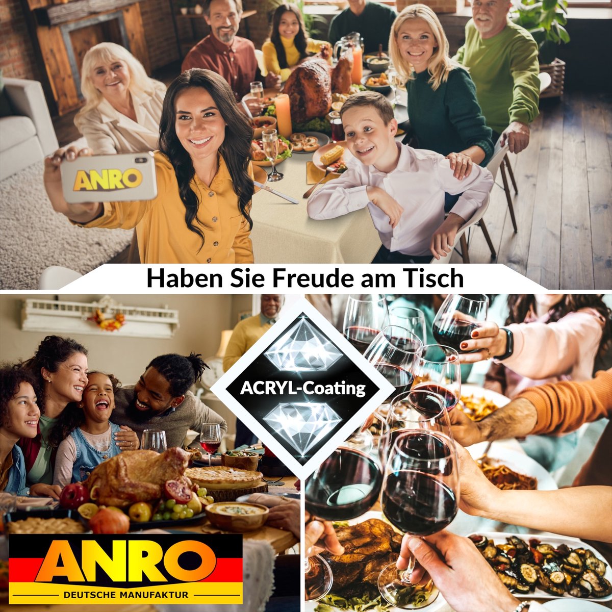 ANRO Tafelkleed Effen linnenlook Crème Ovaal 240x140cm Rechte rand Afwasbaar Waterafstotend