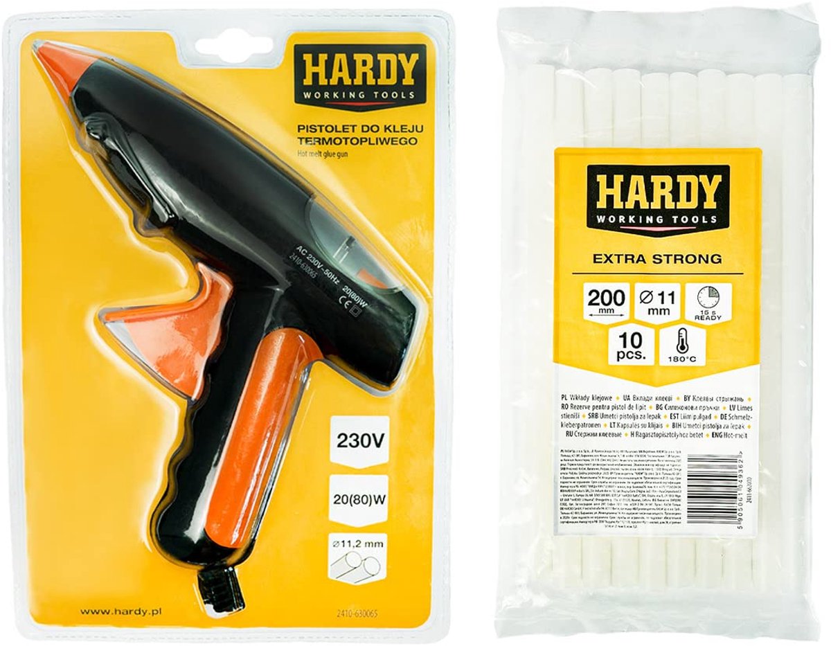 SnelShoppen - HARDY Hot Melt Lijmpistool 65W Met 10 Stuks Lijm Voorraad - Perfect Voor DIY, Karton, Hout, Papier, Floristiek, Creatief Knutselen
