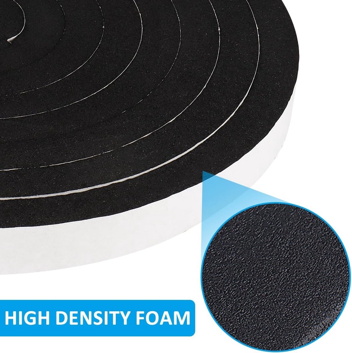 Zelfklevende Foam Sealing Tape voor Geluidisolatie, Deur- en Raamafdichting, Anti-Collisie (2.5mm(W) x 2mm(D) x 5m(L), 2 Rollen)
