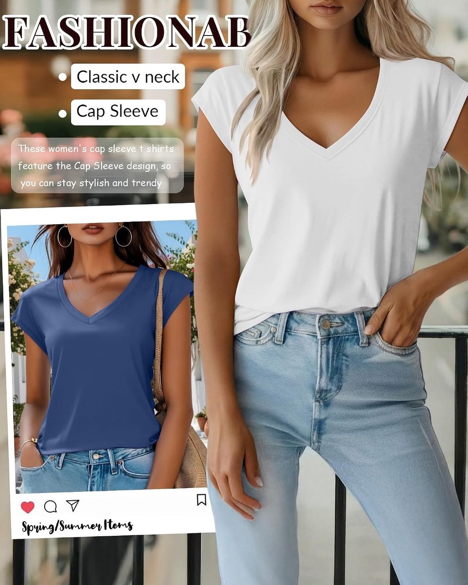 Set van 3 Dames V-Hals T-Shirts - Casual Zomer Tops met Korte Mouwen - Basis T-Shirts voor Elke Gelegenheid