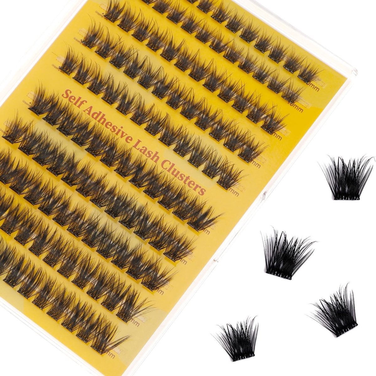 Set van 100 Zelfklevende Wimpers, 80D/100D DIY Cluster Wimperextensions, 10-12-14-16 mm, D-Curl, Herbruikbare Individuele Valse Wimpers voor een Volumineuze Look en Natuurlijke Ogen