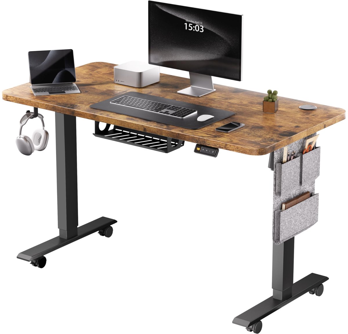 Elektrisch Bureau - Verstelbaar Bureau - Thuiswerken - Ergonomisch Systeem - 120 x 60 cm - Vintage Bruin