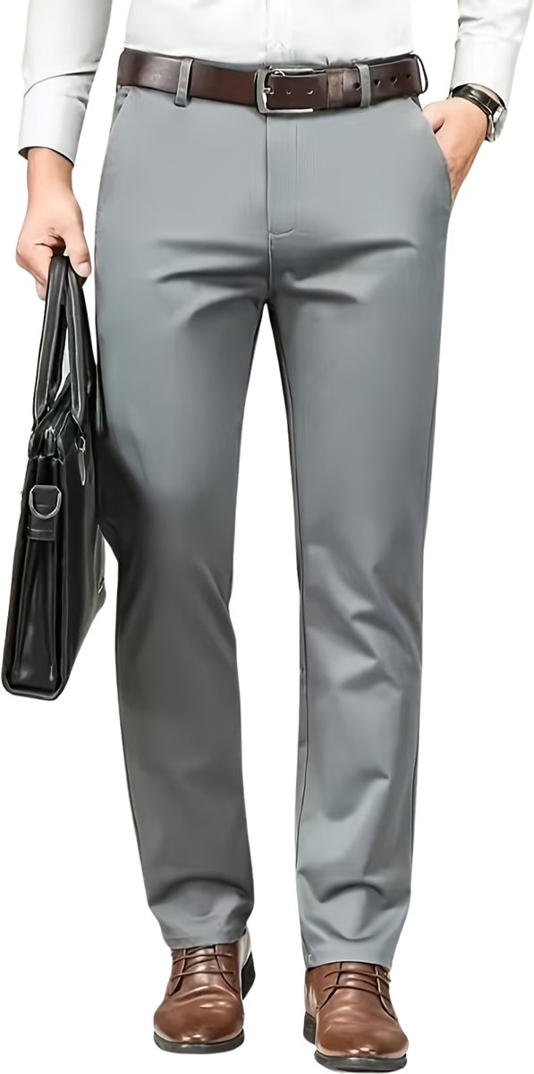 Currero Pantalon Heren Chino Regular Fit Golfbroek Nette Broek Met Elastische Tailleband Volwassenen S Grijs