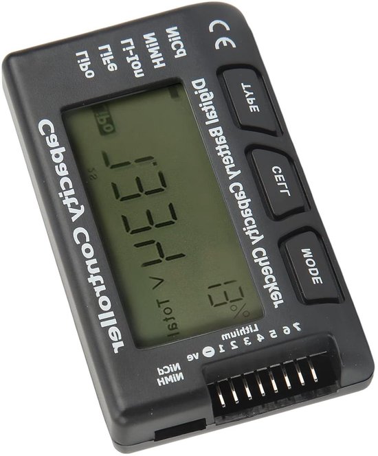 Batterij Capaciteitsregelaar - Batterij Tester - Accu Controleren - Digitaal Display - 10 x 8 x 2 cm - Zwart