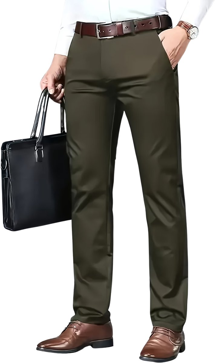 Currero Pantalon Heren Chino Regular Fit Golfbroek Nette Broek Met Elastische Tailleband Volwassenen S Groen