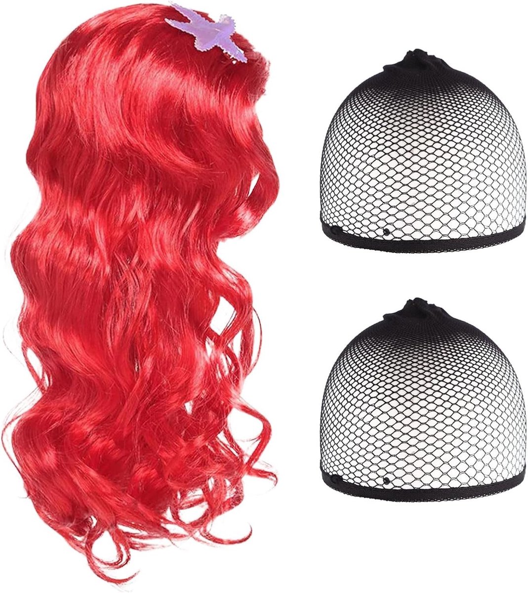 Mermaid Kostuum Haarstuk voor Kinderen en Volwassenen - Lange Krullende Perücke voor Halloween, Carnaval en Feestjes